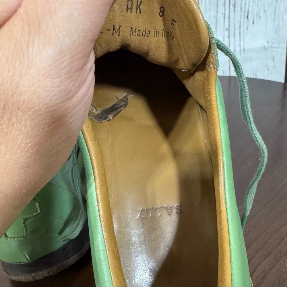 BALLY Green Leather Men's Sneakers in size 8E